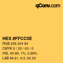 Farbcode: HEX #FFCC5E | qconv.com