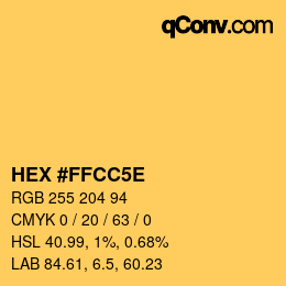 カラーコード: HEX #FFCC5E | qconv.com