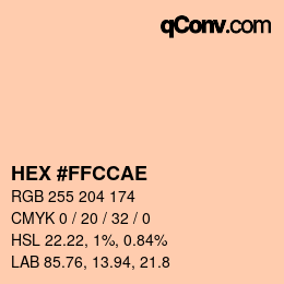 Color code: HEX #FFCCAE | qconv.com