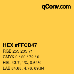 颜色代码: HEX #FFCD47 | qconv.com