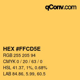 Color code: HEX #FFCD5E | qconv.com