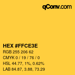 Color code: HEX #FFCE3E | qconv.com
