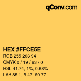 Color code: HEX #FFCE5E | qconv.com