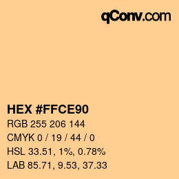 颜色代码: HEX #FFCE90 | qconv.com