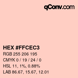 Color code: HEX #FFCEC3 | qconv.com