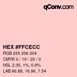 Color code: HEX #FFCECC | qconv.com