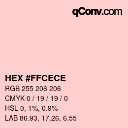 カラーコード: HEX #FFCECE | qconv.com