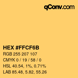 Color code: HEX #FFCF6B | qconv.com