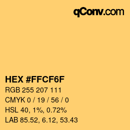 Color code: HEX #FFCF6F | qconv.com