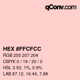 カラーコード: HEX #FFCFCC | qconv.com