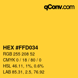 Color code: HEX #FFD034 | qconv.com
