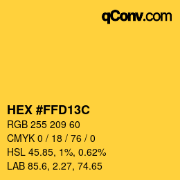 Color code: HEX #FFD13C | qconv.com