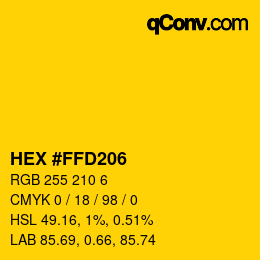 カラーコード: HEX #FFD206 | qconv.com