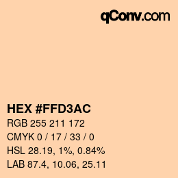 颜色代码: HEX #FFD3AC | qconv.com