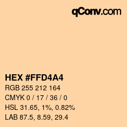 颜色代码: HEX #FFD4A4 | qconv.com