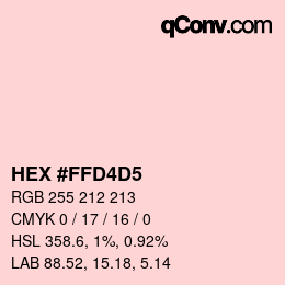 颜色代码: HEX #FFD4D5 | qconv.com