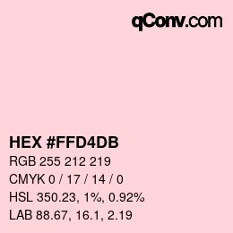 颜色代码: HEX #FFD4DB | qconv.com