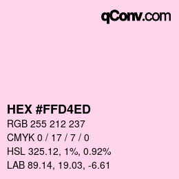 颜色代码: HEX #FFD4ED | qconv.com