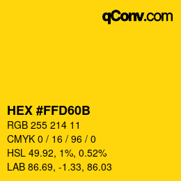 Color code: HEX #FFD60B | qconv.com