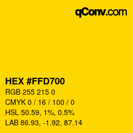 Code couleur: HEX #FFD700 | qconv.com