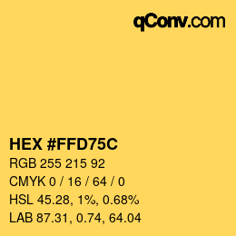 Color code: HEX #FFD75C | qconv.com