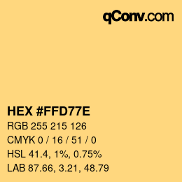 Color code: HEX #FFD77E | qconv.com