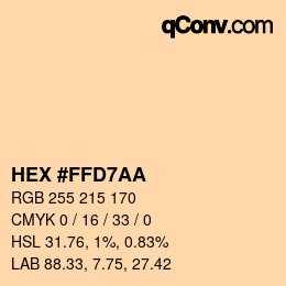 颜色代码: HEX #FFD7AA | qconv.com