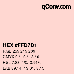 颜色代码: HEX #FFD7D1 | qconv.com
