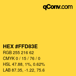 Color code: HEX #FFD83E | qconv.com