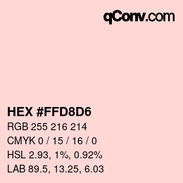 颜色代码: HEX #FFD8D6 | qconv.com