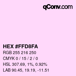 颜色代码: HEX #FFD8FA | qconv.com