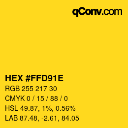 Color code: HEX #FFD91E | qconv.com