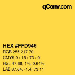 Color code: HEX #FFD946 | qconv.com