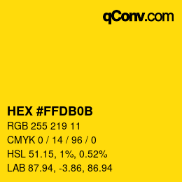 Color code: HEX #FFDB0B | qconv.com