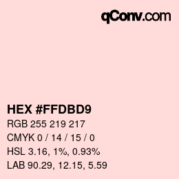 Color code: HEX #FFDBD9 | qconv.com