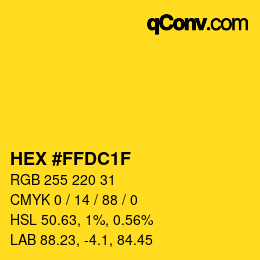 カラーコード: HEX #FFDC1F | qconv.com