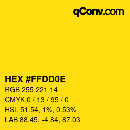 Color code: HEX #FFDD0E | qconv.com