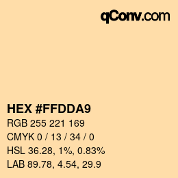 Color code: HEX #FFDDA9 | qconv.com