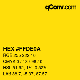 Color code: HEX #FFDE0A | qconv.com