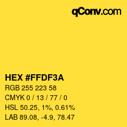 Color code: HEX #FFDF3A | qconv.com