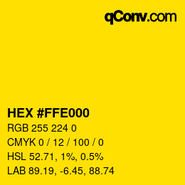 Color code: HEX #FFE000 | qconv.com