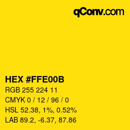 カラーコード: HEX #FFE00B | qconv.com
