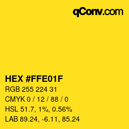 カラーコード: HEX #FFE01F | qconv.com