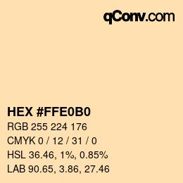 Color code: HEX #FFE0B0 | qconv.com
