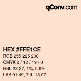 カラーコード: HEX #FFE1CE | qconv.com