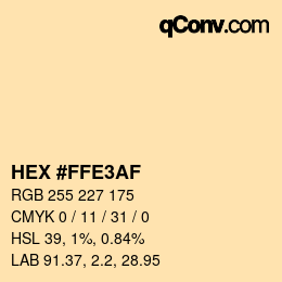 Color code: HEX #FFE3AF | qconv.com