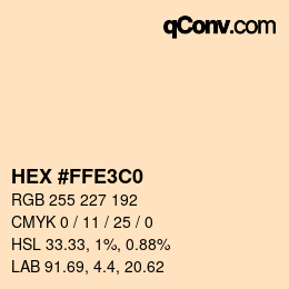Color code: HEX #FFE3C0 | qconv.com