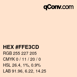 Color code: HEX #FFE3CD | qconv.com