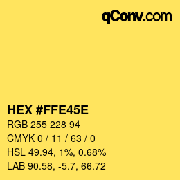 Color code: HEX #FFE45E | qconv.com