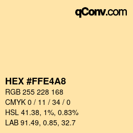 カラーコード: HEX #FFE4A8 | qconv.com